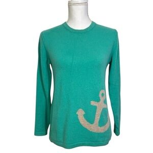 Two Bees Cashmere Women’s Medium Sweater Long Sleeve Anchor Teal Green
